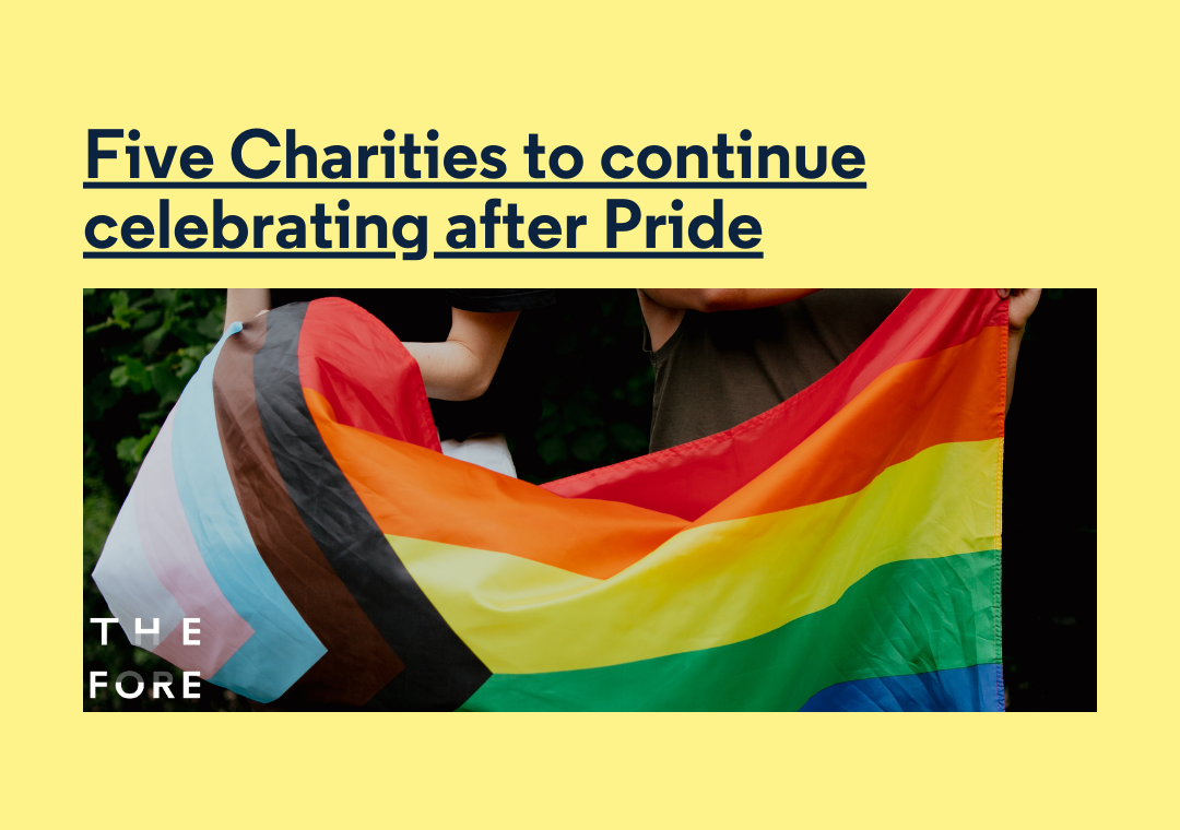 Image of a pride flag with the rainbow colours, trans flag, and black and brown bands.